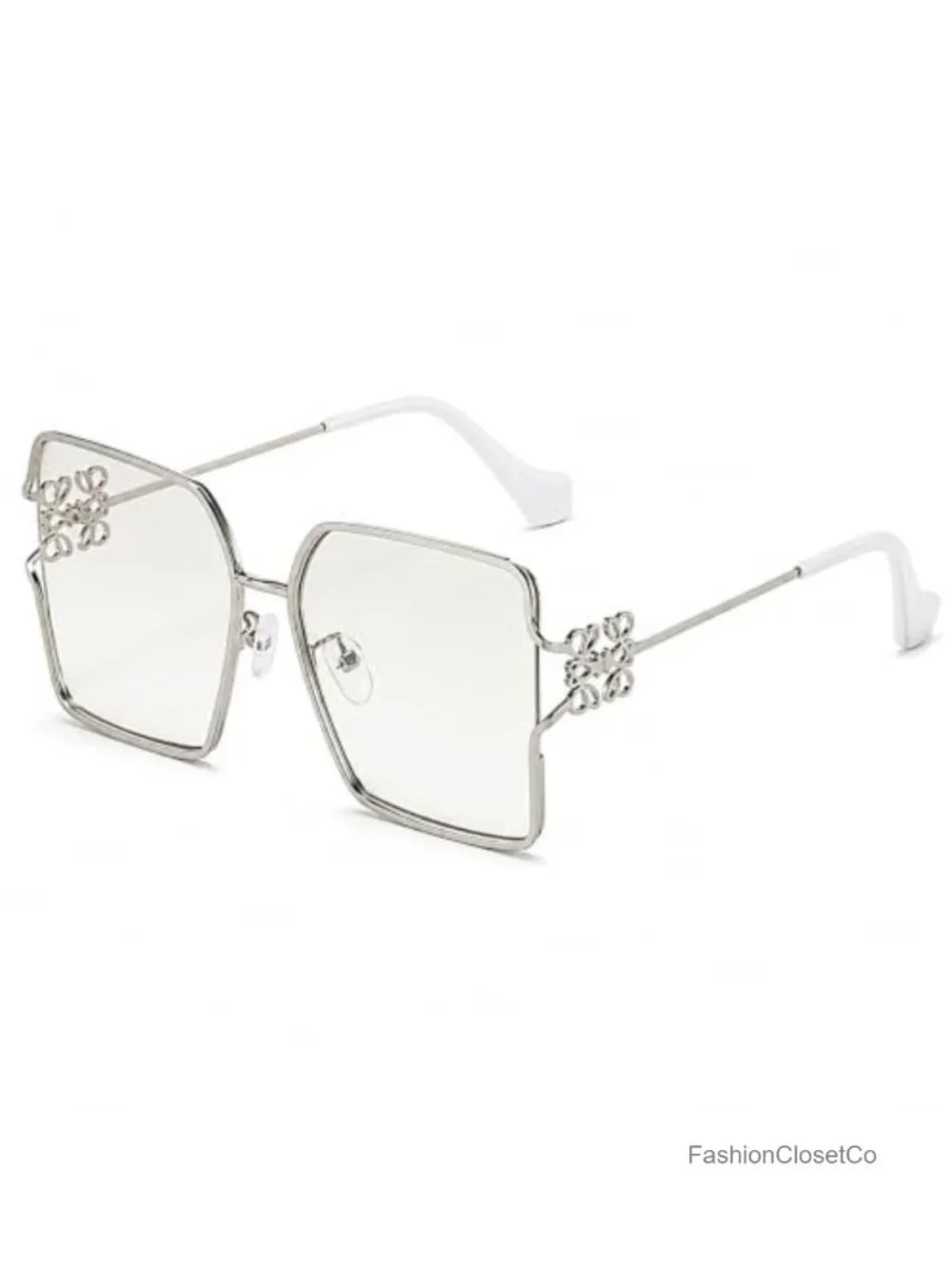 Women's Designer Square & Oval Sunglasses, Luxury Metal Floral Frame, Polarized